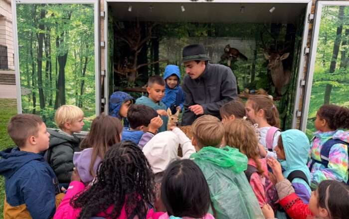 Jagd zum Anfassen: Das Rehkitzpräparat fand bei den Volksschulkindern besonders hohen Anklang.